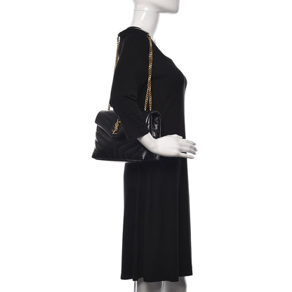 Saint Laurent Calfskin Y Quilted Monogram Small Loulou Chain Satchel Black 2 of 11