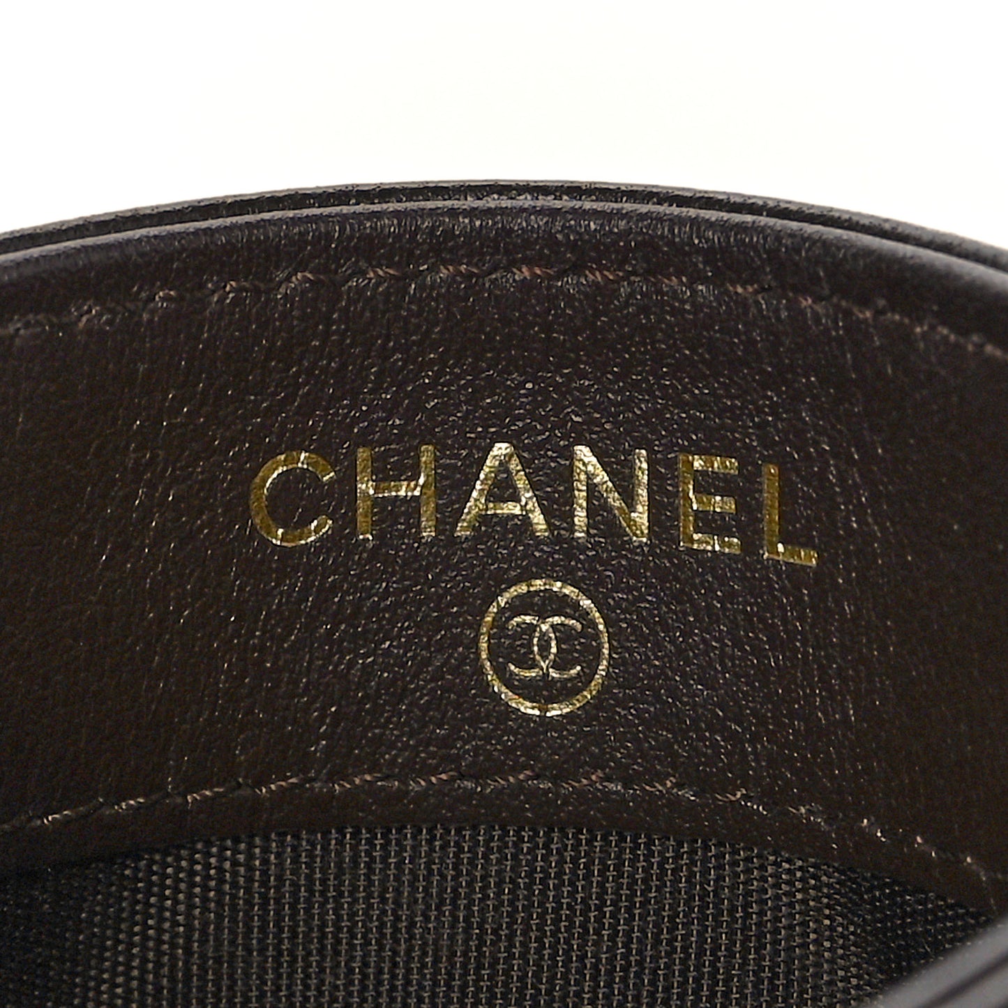 Lambskin Quilted Chanel 19 Card Holder Dark Brown