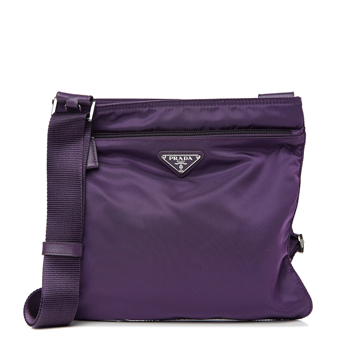 Nylon Vela Saffiano Flat Messenger Bag Ciclamino