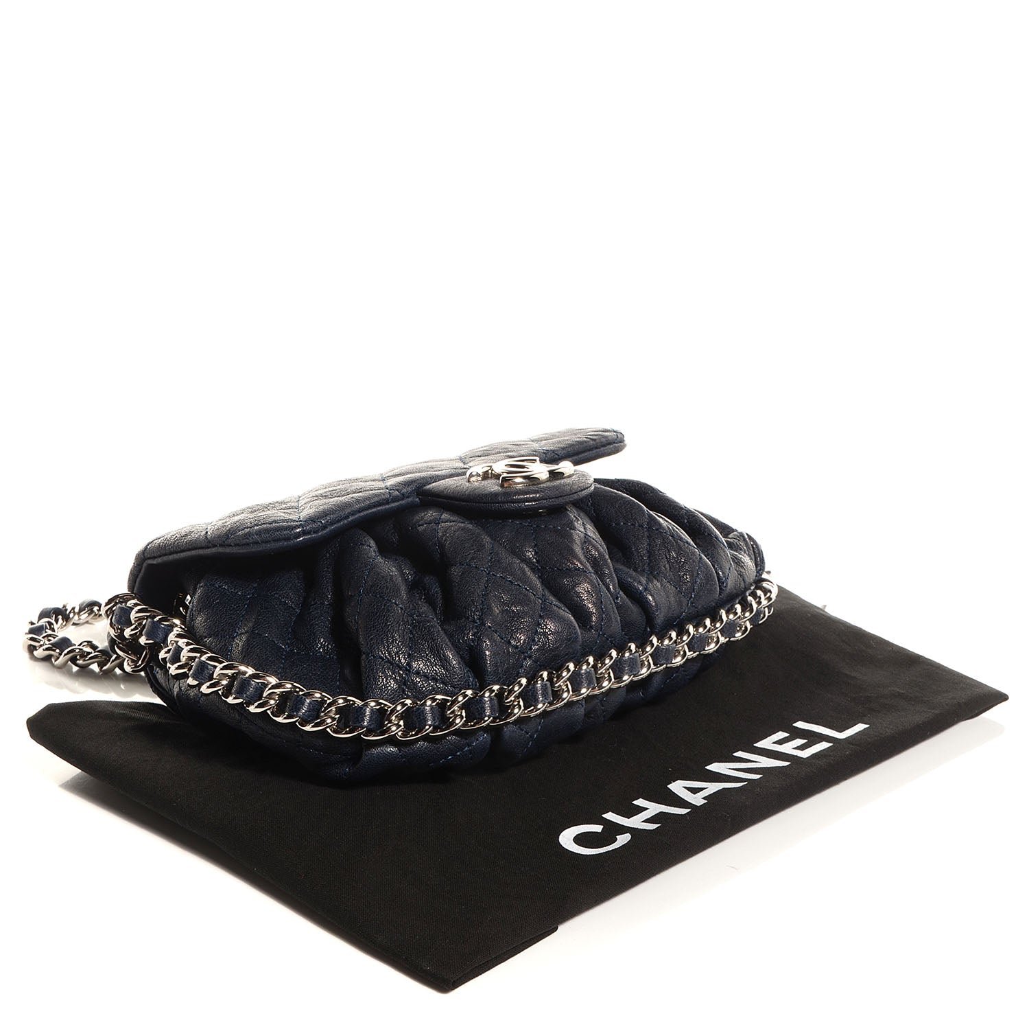 Chanel Lambskin Mini Chain Around Messenger Navy Blue 4 of 7