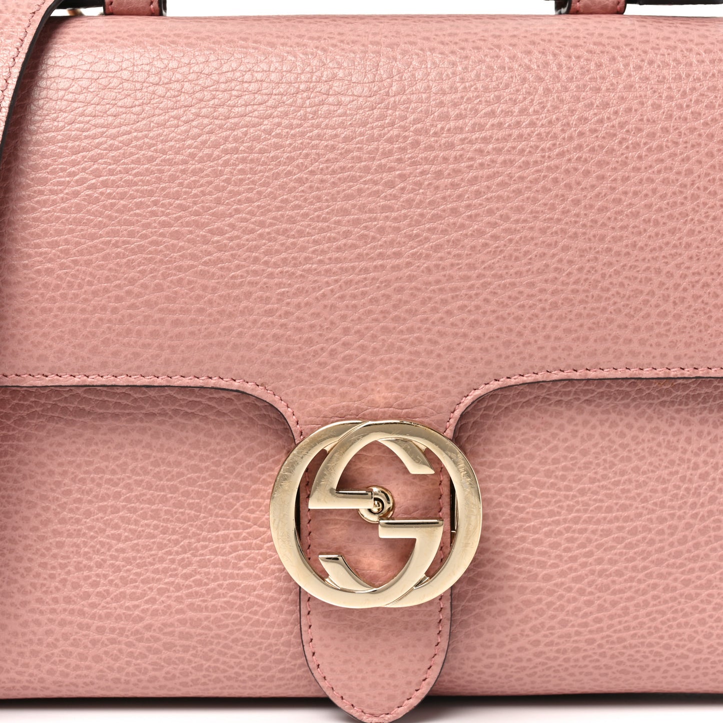 Dollar Calfskin Interlocking G Top Handle Shoulder Bag Soft Pink