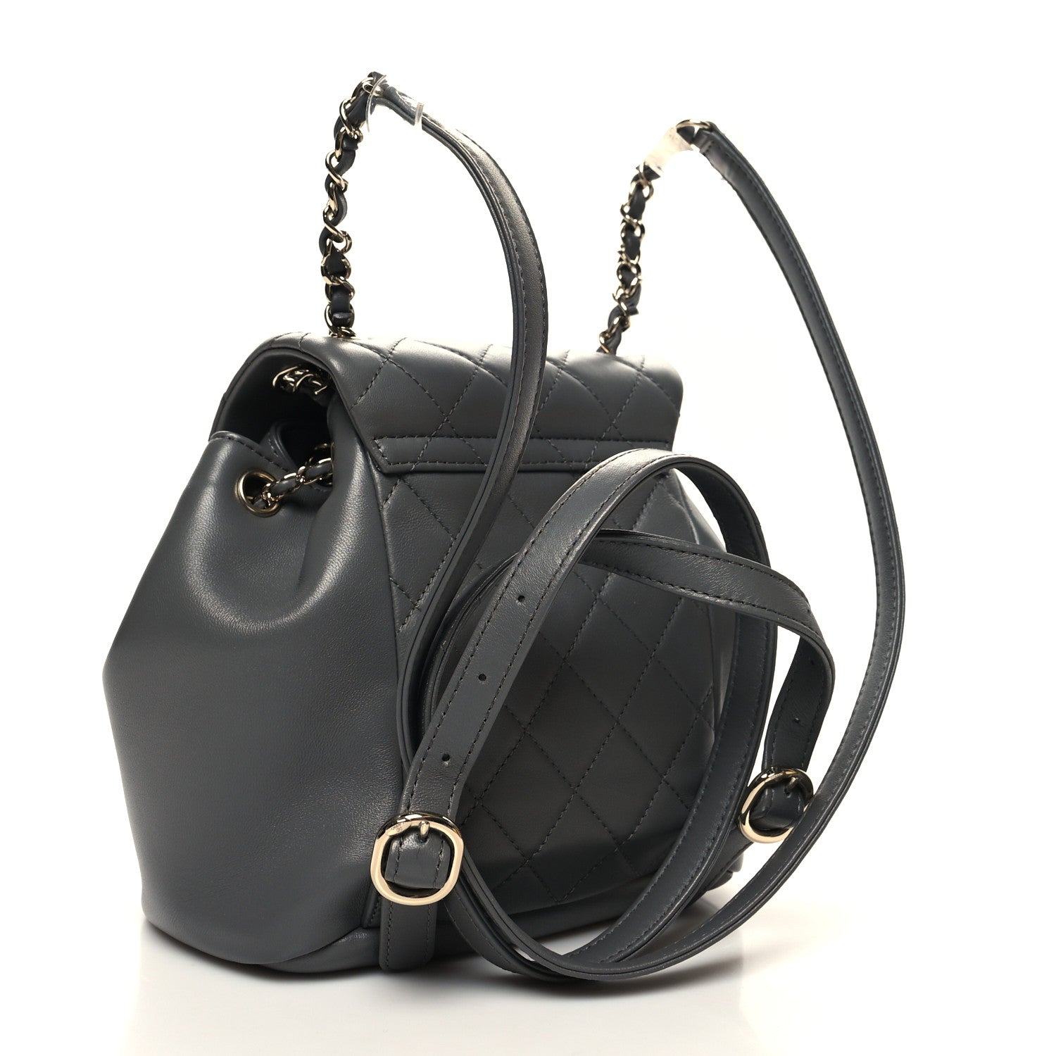 Chanel Lambskin Quilted Small Duma Drawstring Backpack Grey 3 of 11