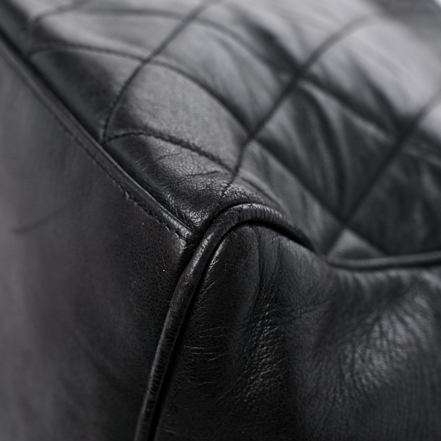 Chanel Lambskin Large Quilted Shopping Tote Black 9 of 15