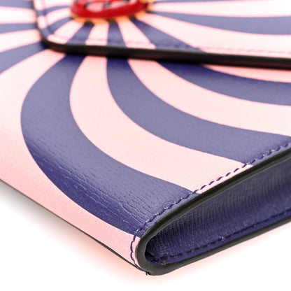 Gucci Textured Dollar Calfskin Enamel Double G Strawberry Wallet On Chain Pink Blue 9 of 10