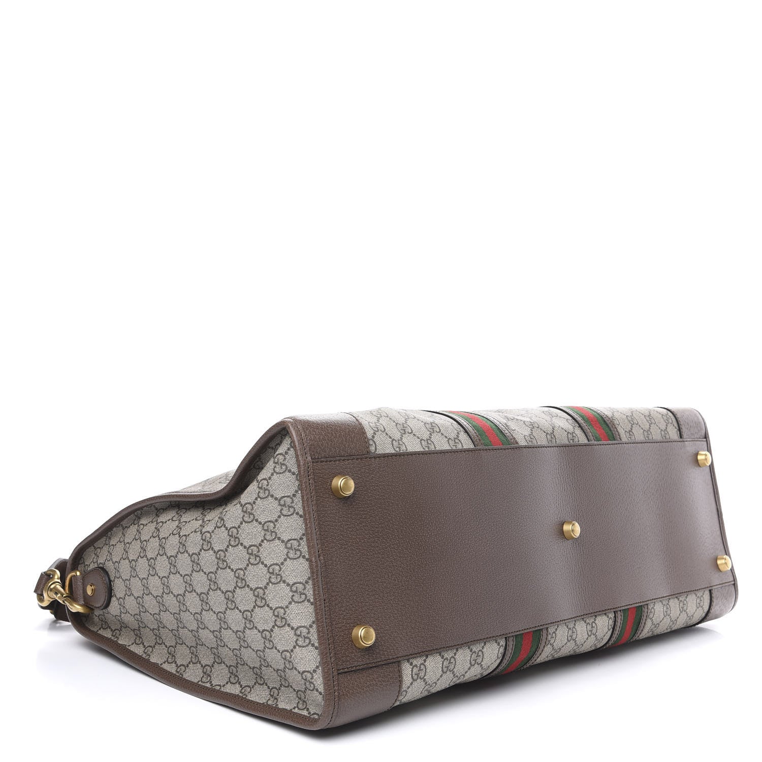Gucci Soft GG Supreme Monogram Textured Dollar Calfskin Web Large Ophidia Carry-On Duffle Bag Beige Ebony New Acero 3 of 8