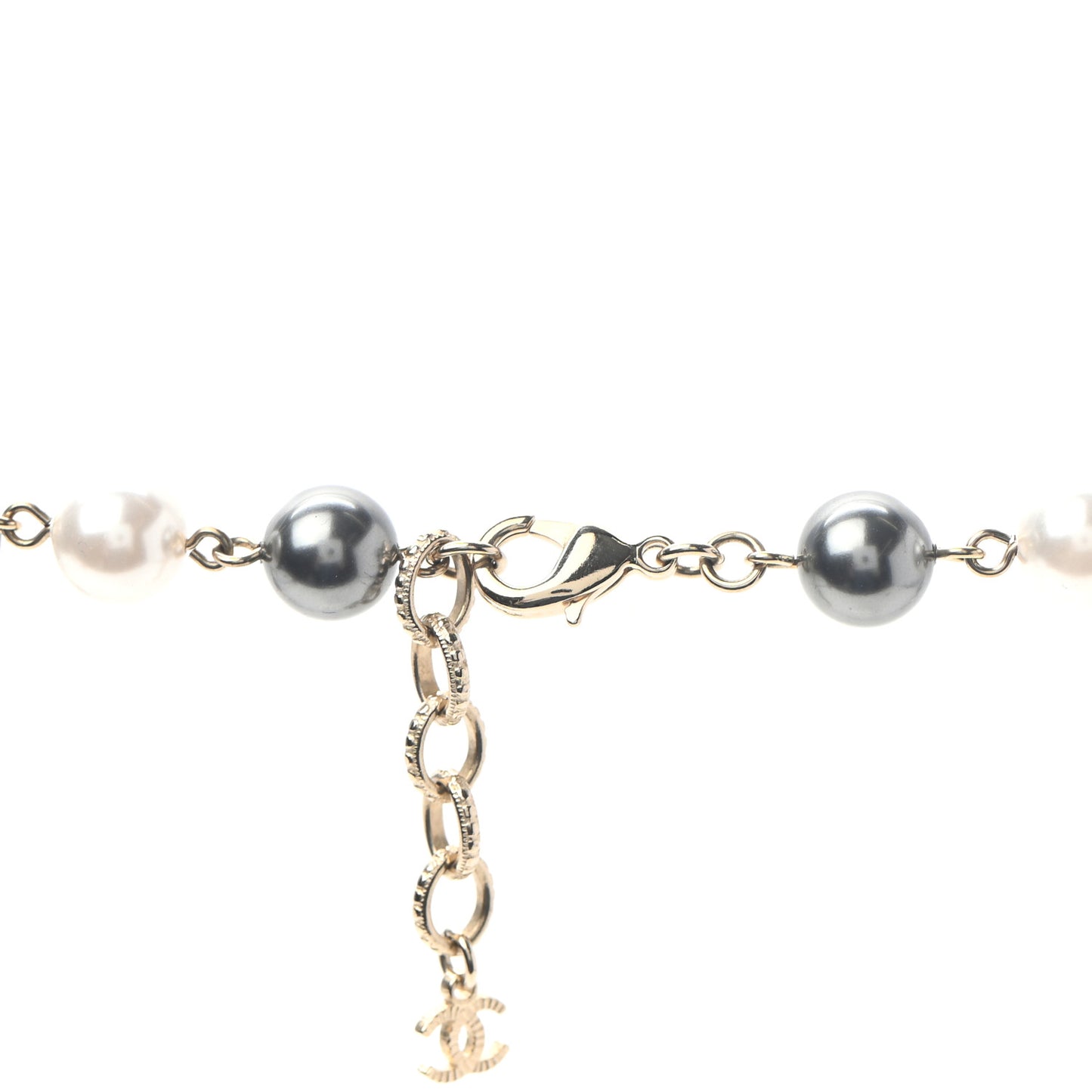 Pearl Papyrus Long Necklace Gold Pearly White Grey