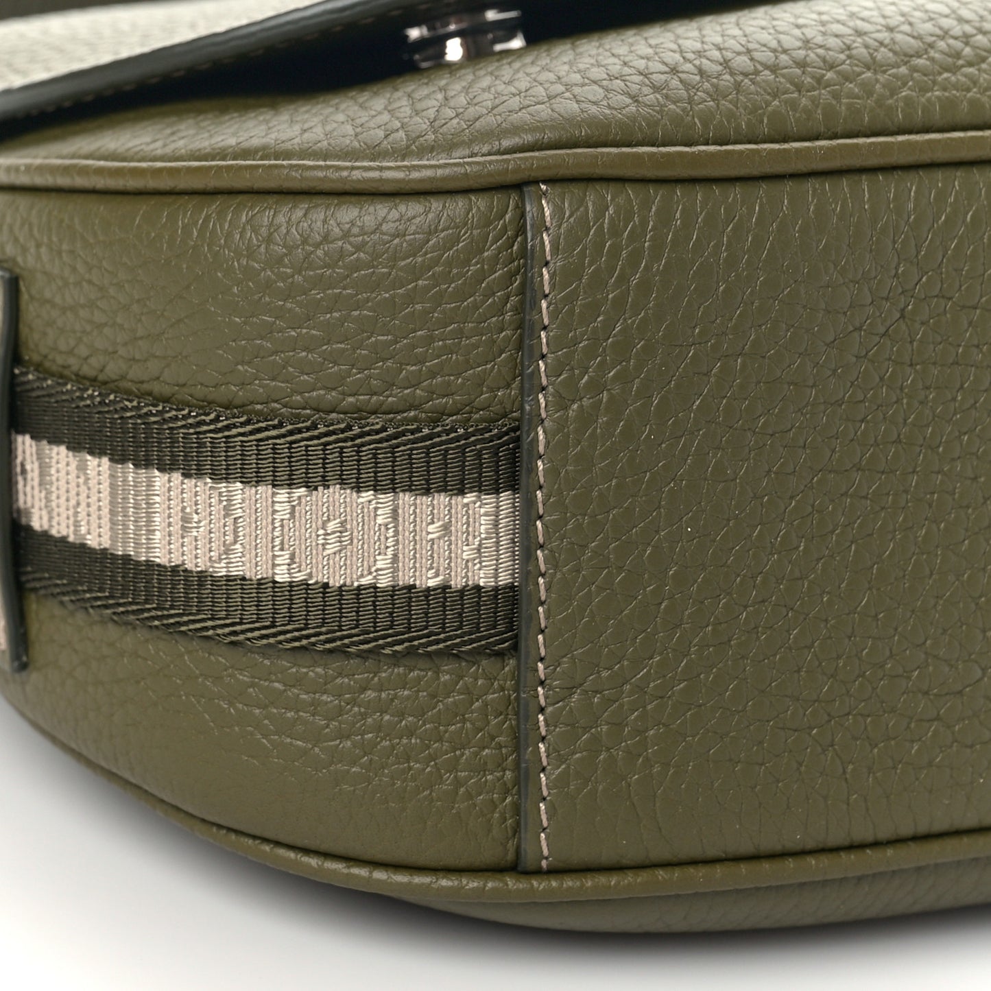 Grained Calfskin Mini Soft Saddle Bag Olive