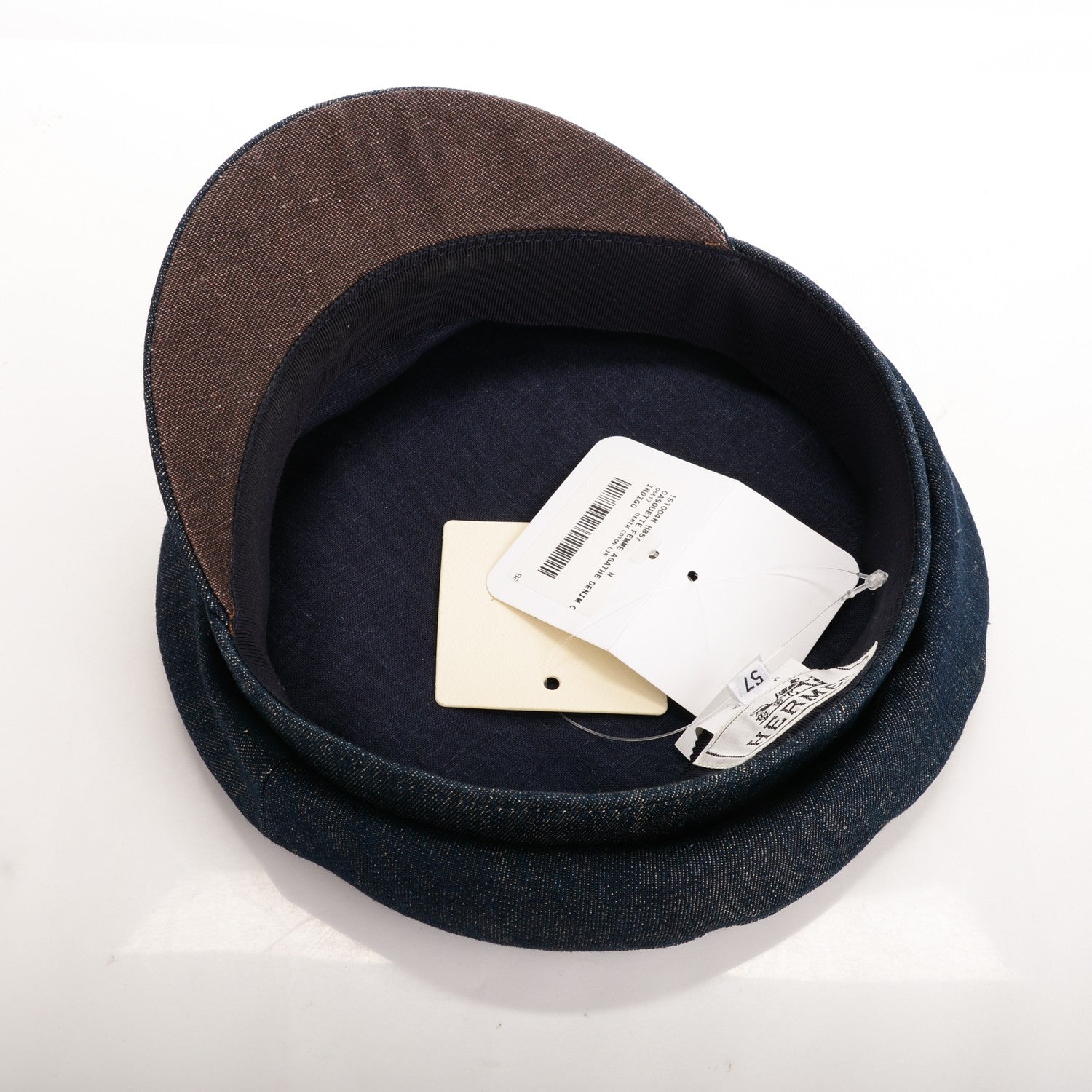 Hermes Denim Cotton Linen Agathe Hat 57 Indigo 4 of 5