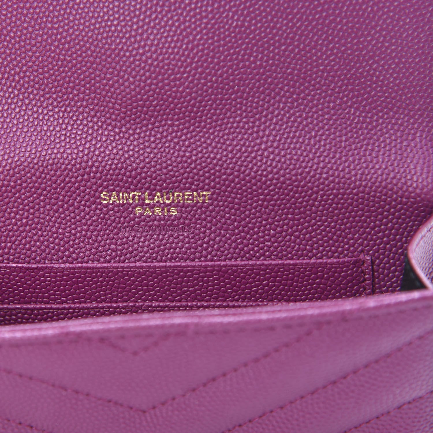 Saint Laurent Grain De Poudre Matelasse Chevron Small Monogram Envelope Wallet Dark Grape 6 of 10