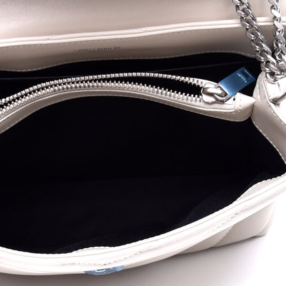 Saint Laurent Calfskin Y Quilted Monogram Small Loulou Chain Satchel Ivory 5 of 8