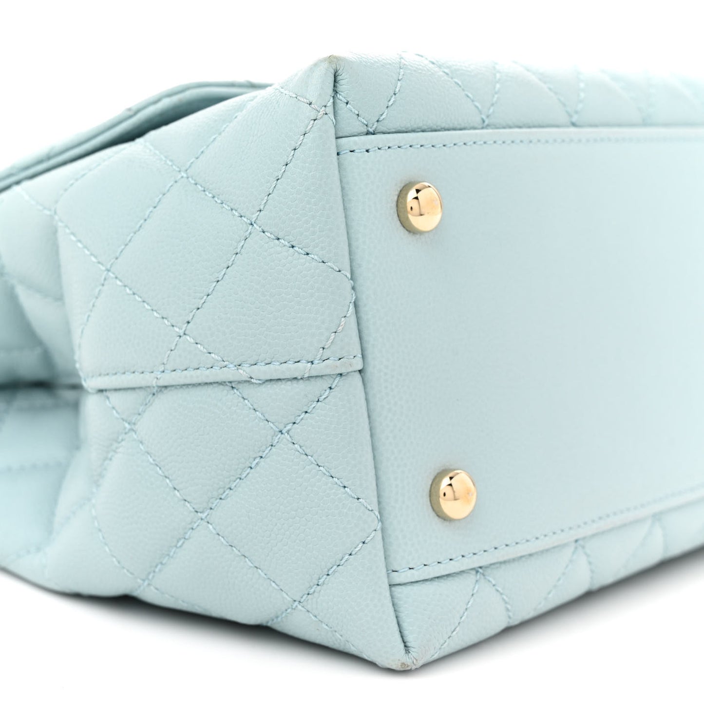 Caviar Quilted Small Coco Handle Flap Light Blue