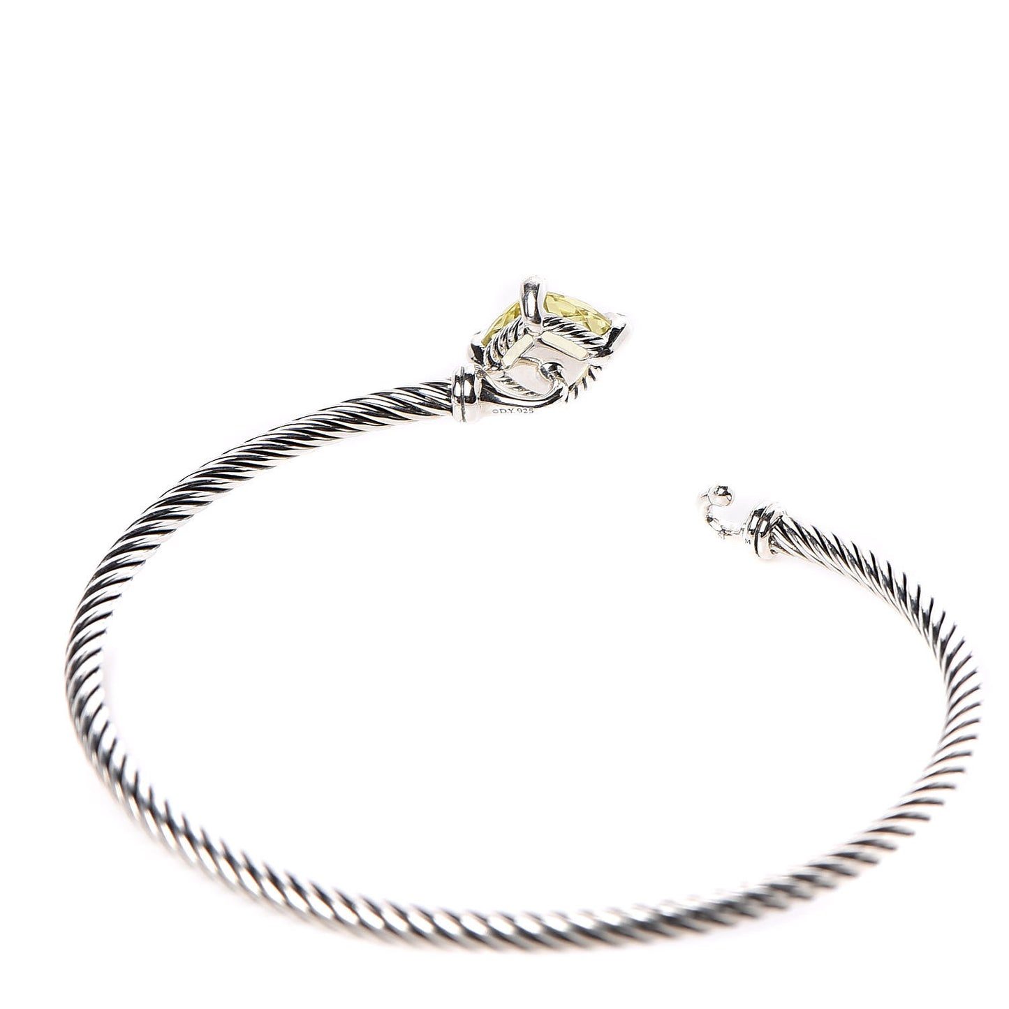 Sterling Silver Lemon Citrine Diamond 9mm Chatelaine Bracelet