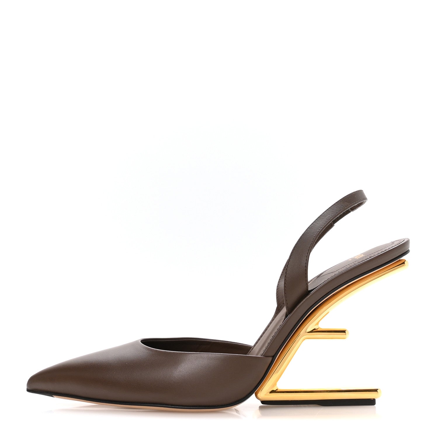 Fendi Vitello Fendi First 95mm Slingback Sandals 41 Coffee 1 of 7