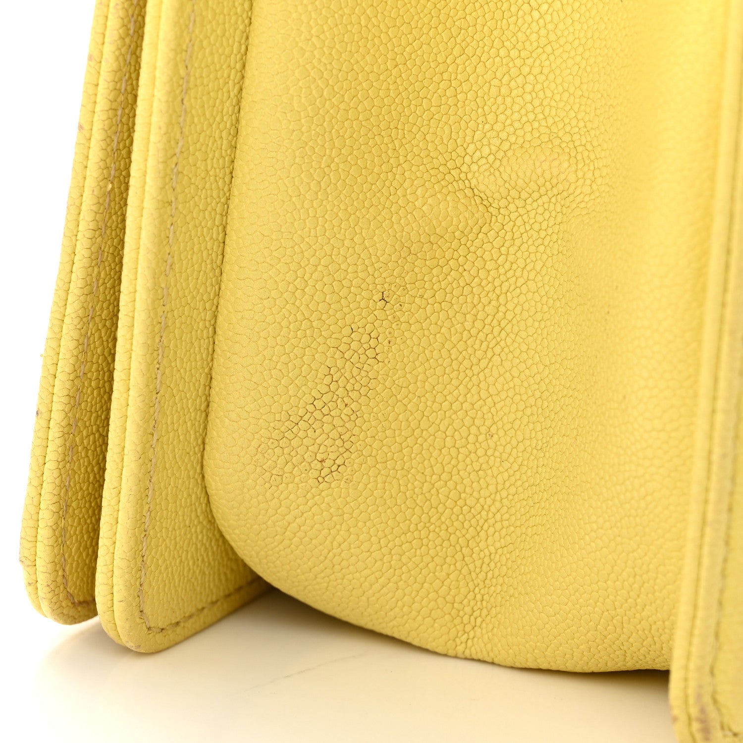 Chanel Caviar Chevron Quilted Medium Boy Flap Yellow 13 of 14