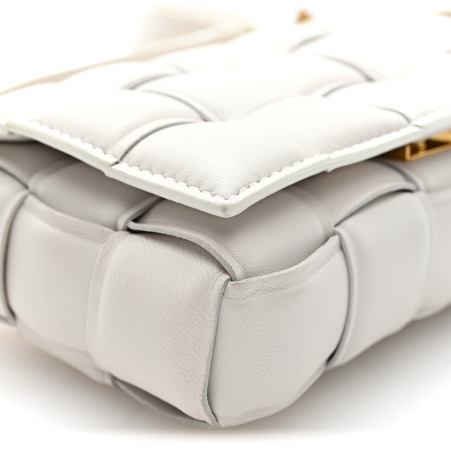 Nappa Maxi Intrecciato Small Padded Cassette Crossbody Bag Chalk