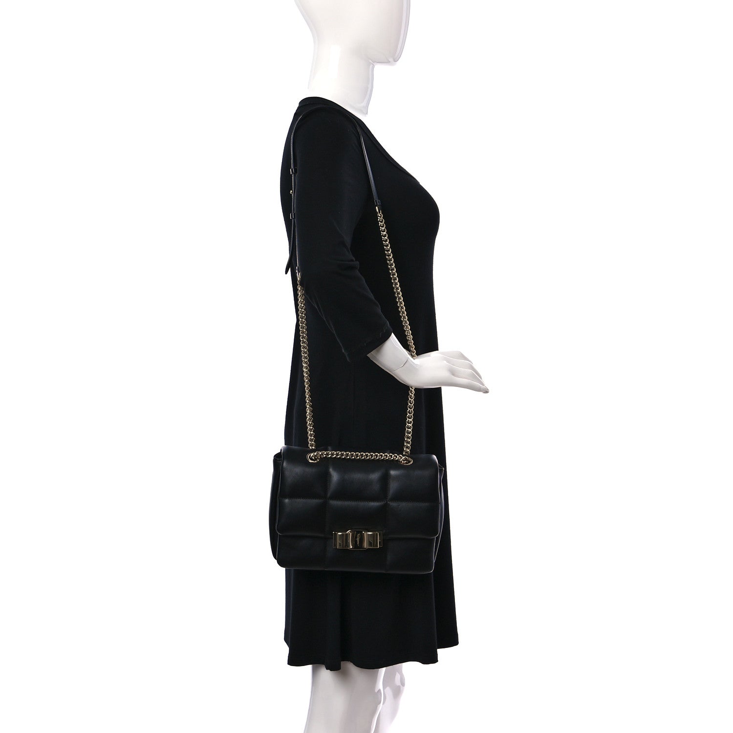 Salvatore Ferragamo Nappa Vendom Quilted Bag Black 2 of 10