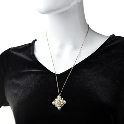 Chanel Pearl CC Pendant Necklace Light Gold 2 of 5