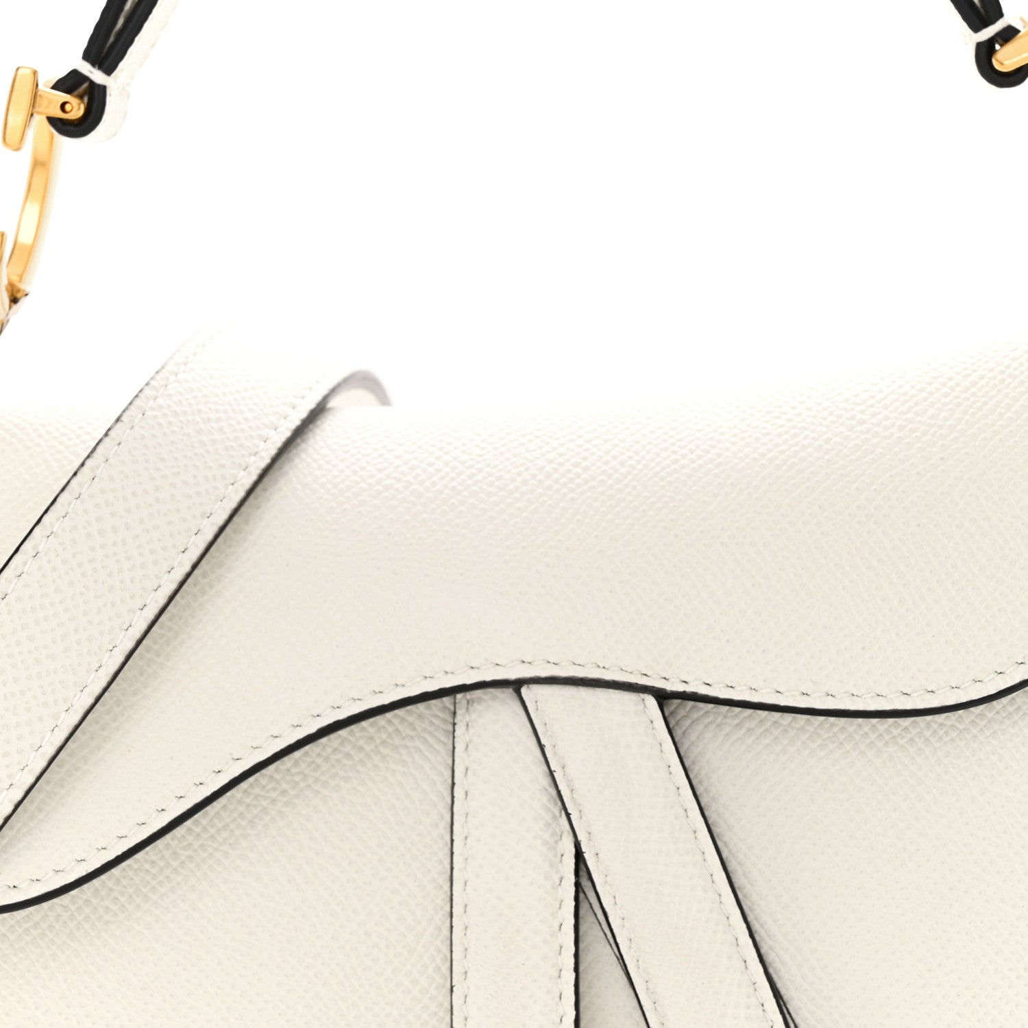 Christian Dior Grained Calfskin Mini Saddle Bag With Strap White 8 of 11