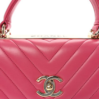 Chanel Lambskin Chevron Quilted Small Trendy CC Dual Handle Flap Bag Pink 8 of 10