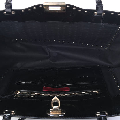 Valentino Garavani Patent Punkouture Medium Rockstud All Over Tote Black 4 of 5