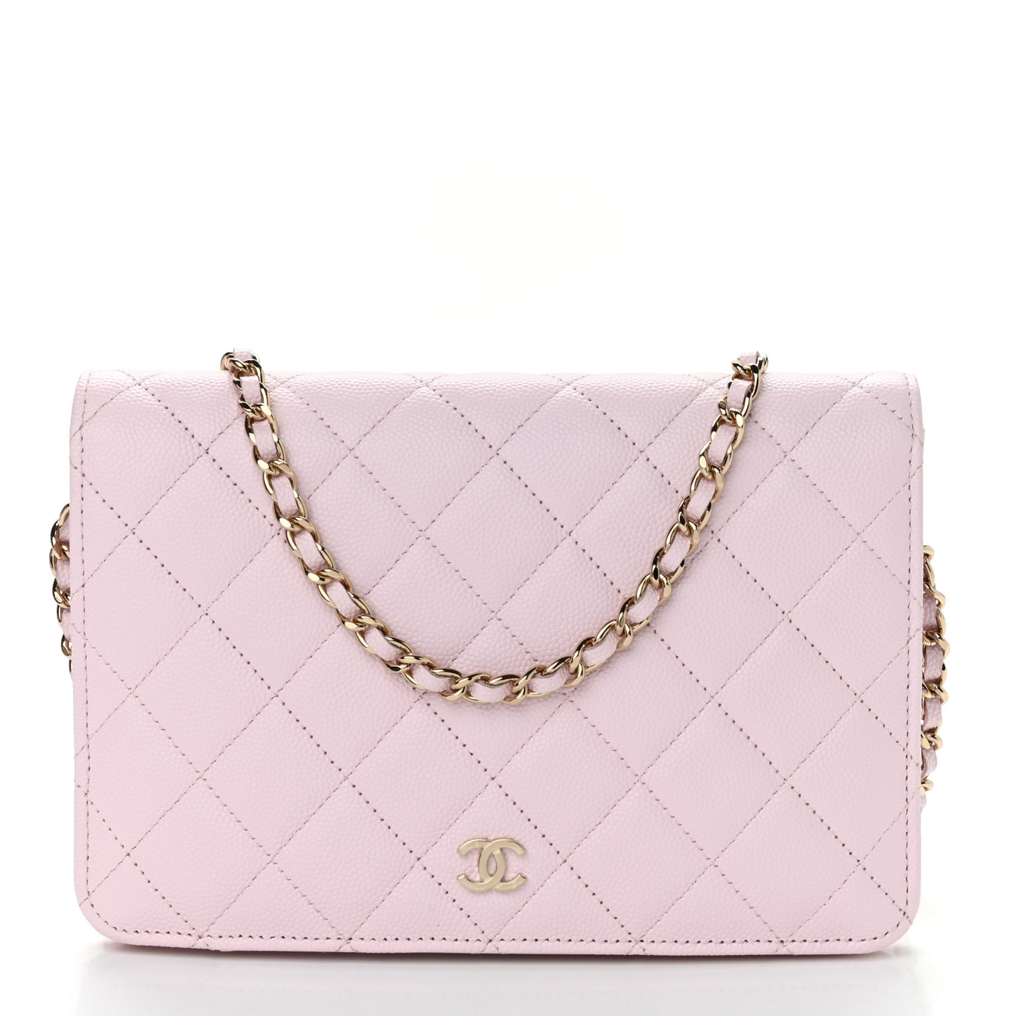 Caviar Quilted Wallet On Chain WOC Light Pink