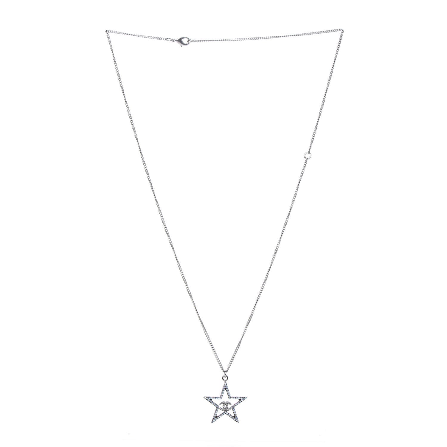 Chanel Ruthenium Crystal Star CC Necklace Iridescent Pink 4 of 6