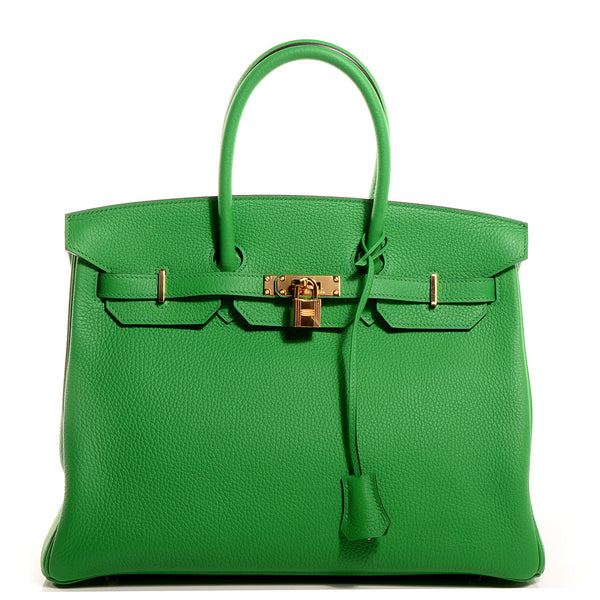 即日発送【超美品・希少】エルメス バングル緑✕金 レガート リボン付 Hermes Taurillon Clemence Birkin 35 Bambou Bamboo 74626 – FASHIONPHILE