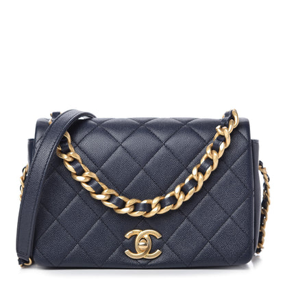 Chanel Caviar Quilted Small Fashion Therapy Flap Bag Navy Blue 1 of 11