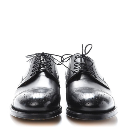 Gucci Calfskin Mens Boss Whipstitch Oxfords 9 Black 2 of 9