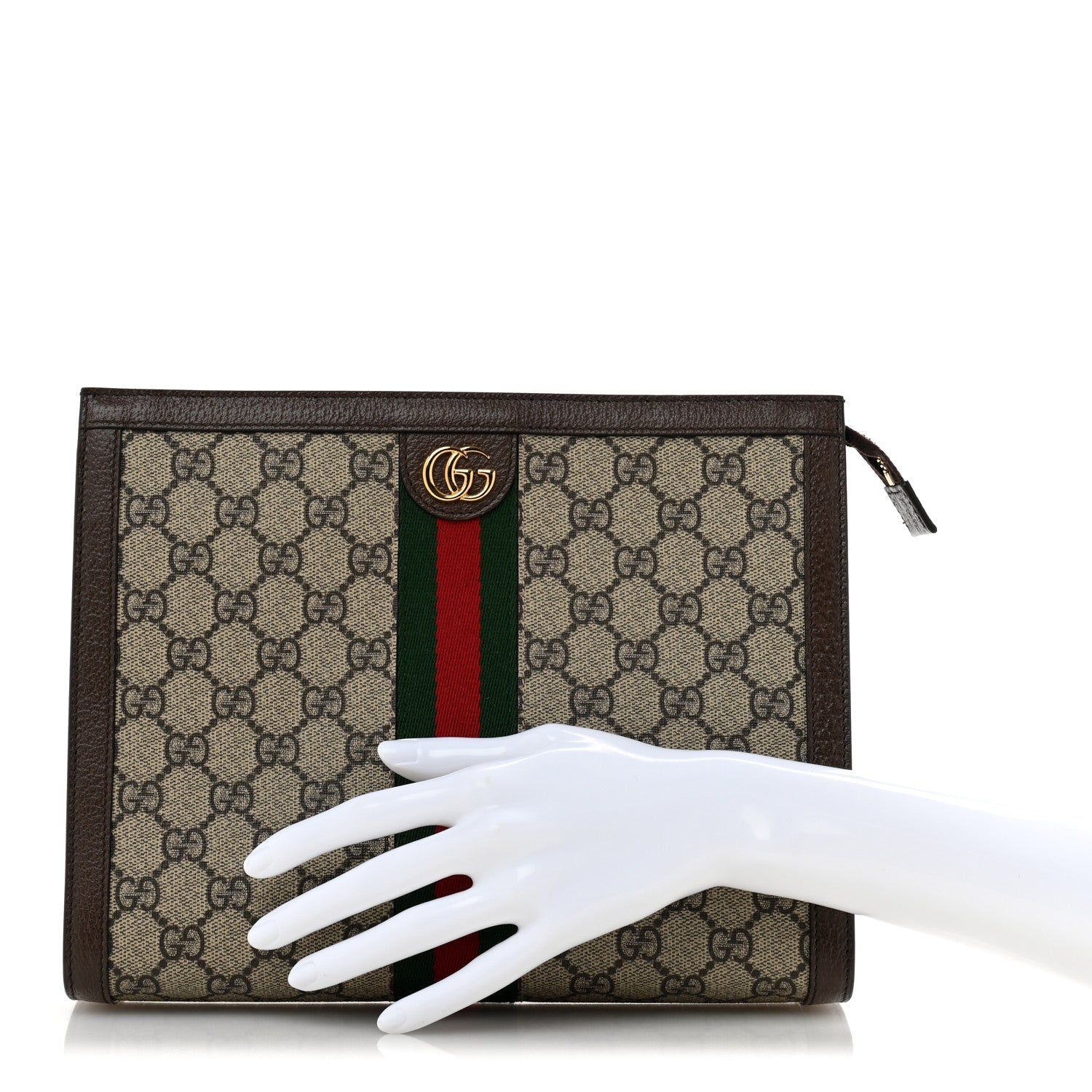 Gucci GG Supreme Monogram Web Ophidia Pouch Brown 2 of 8