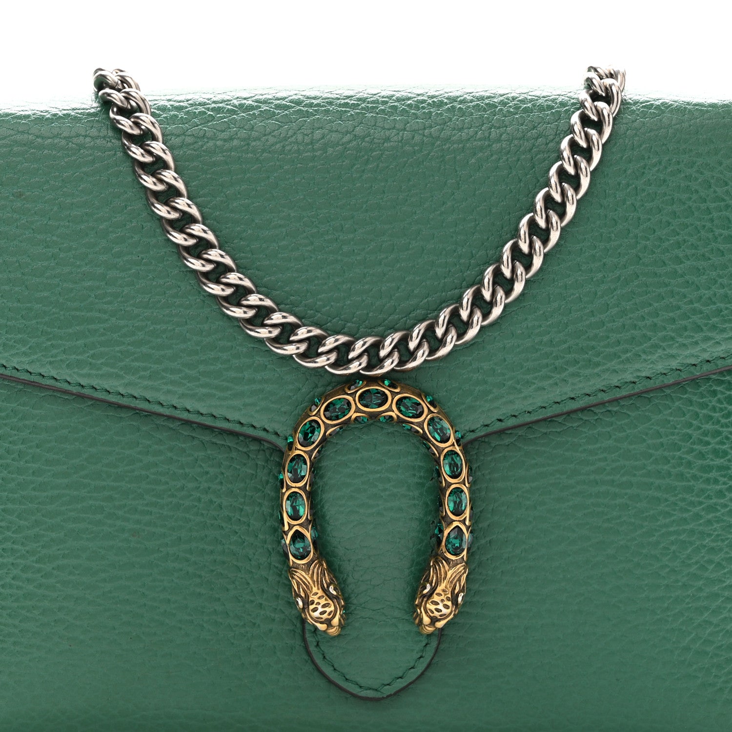 Gucci Calfskin Mini Dionysus Chain Wallet Emerald 8 of 10