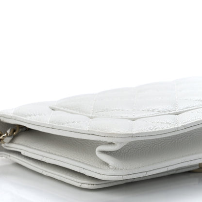 Chanel Caviar Quilted Enamel Wallet On Chain WOC White 11 of 13