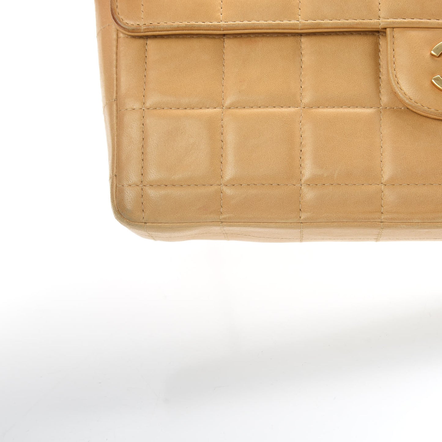Lambskin East West Chocolate Bar Flap Beige