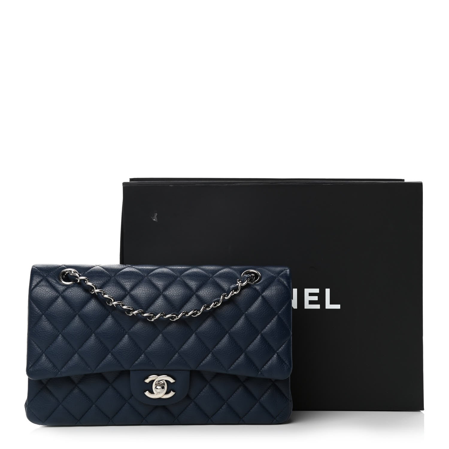 Chanel Caviar Quilted Medium Double Flap Navy 10 of 10