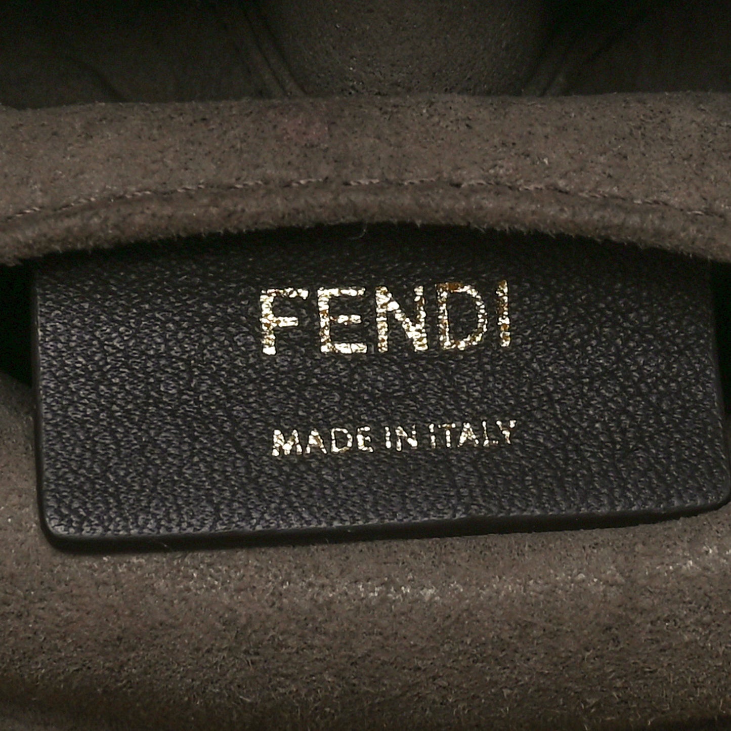 Glazed Fabric Vitello Century FF 1974 Stamp Patch Mini Double F Crossbody Bag Mogano Panna Black