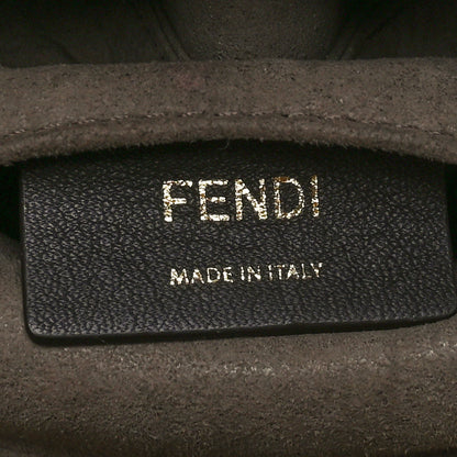 Fendi Glazed Fabric Vitello Century FF 1974 Stamp Patch Mini Double F Crossbody Bag Mogano Panna Black 6 of 11