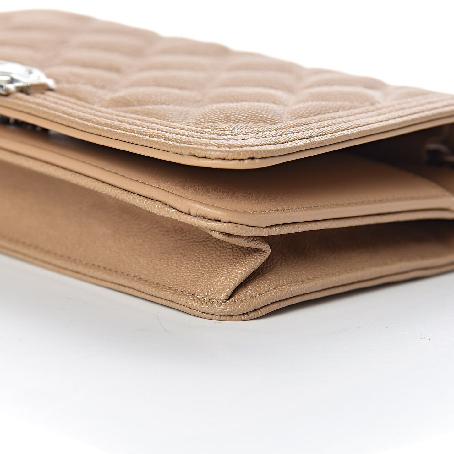 Caviar Quilted Boy Wallet On Chain WOC Beige