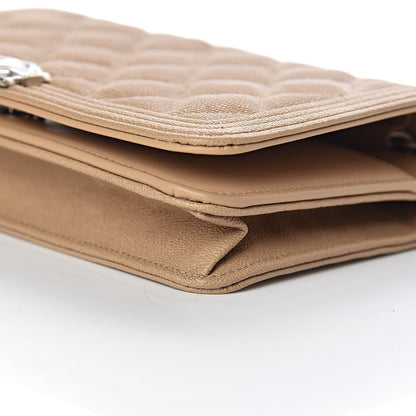 Chanel Caviar Quilted Boy Wallet On Chain WOC Beige 10 of 12