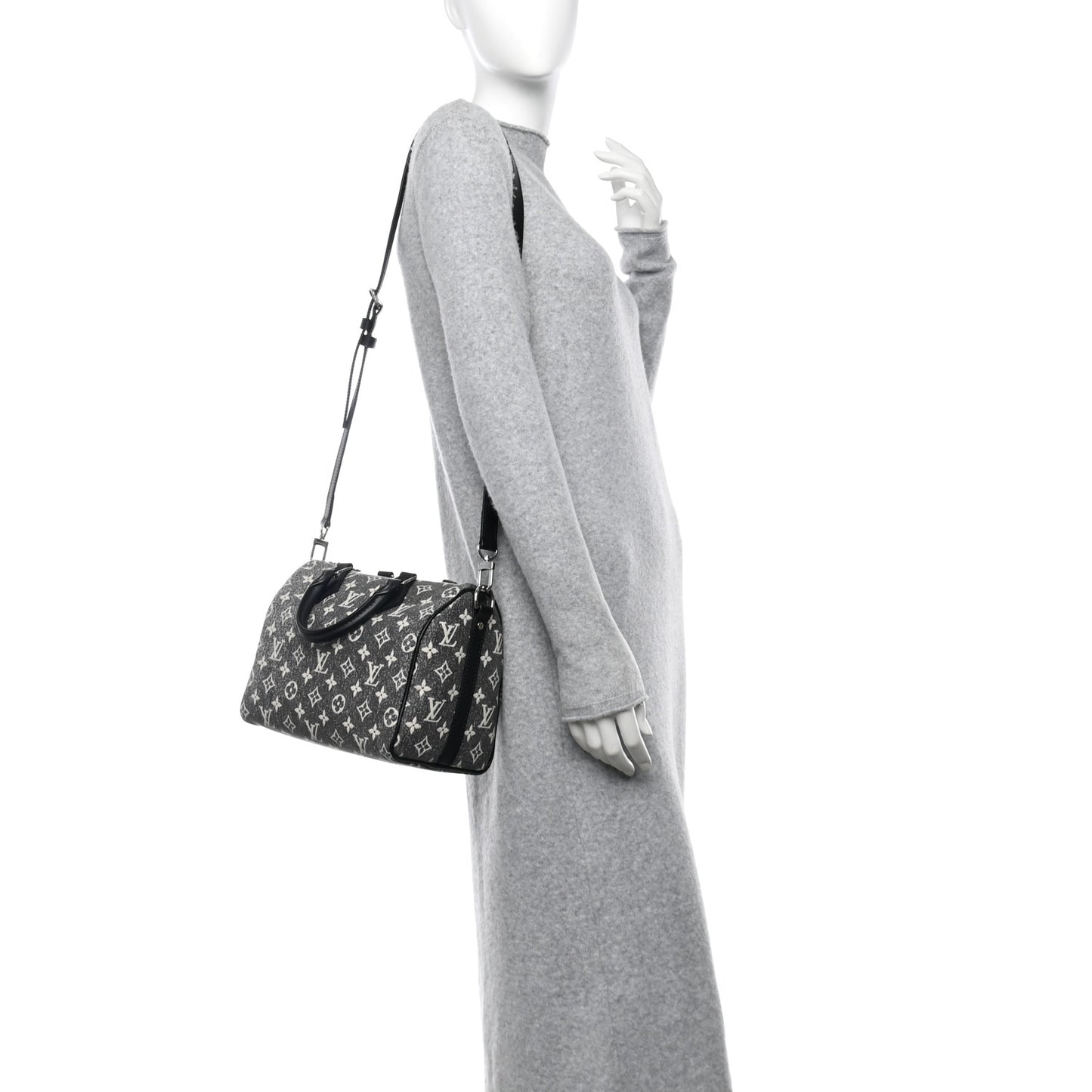 Denim Monogram Jacquard Speedy Bandouliere 25 Black
