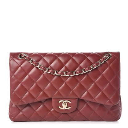 Chanel Lambskin Quilted Jumbo Double Flap Burgundy 1 of 10