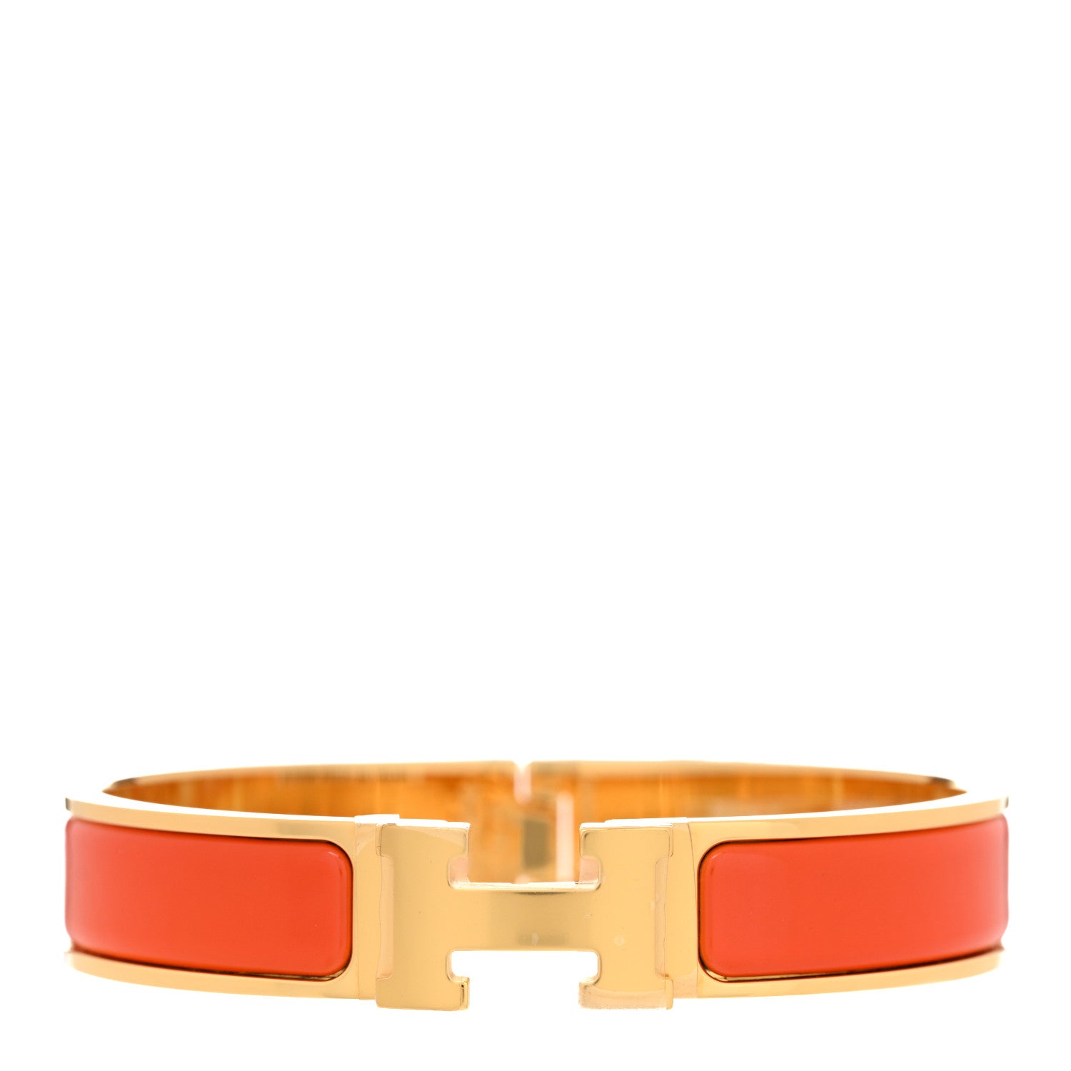 Hermes Enamel Narrow Clic Clac H Bracelet GM Orange Fruite 1 of 5