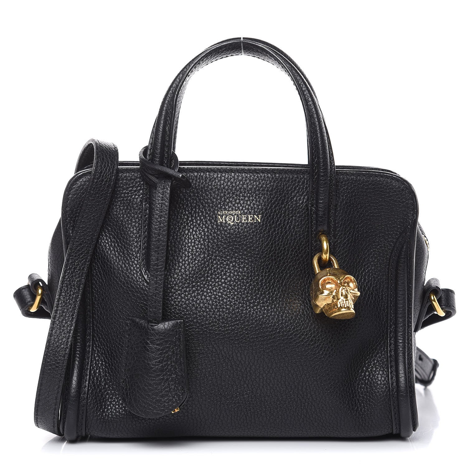 Alexander McQueen Pebbled Calfskin Mini Padlock Tote Black 1 of 10