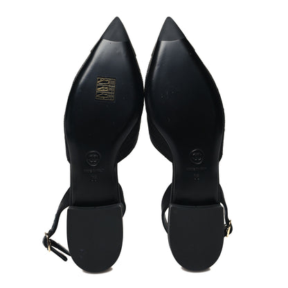 Chanel Lambskin Satin Camellia Slingback Flats 36 White Black 5 of 8