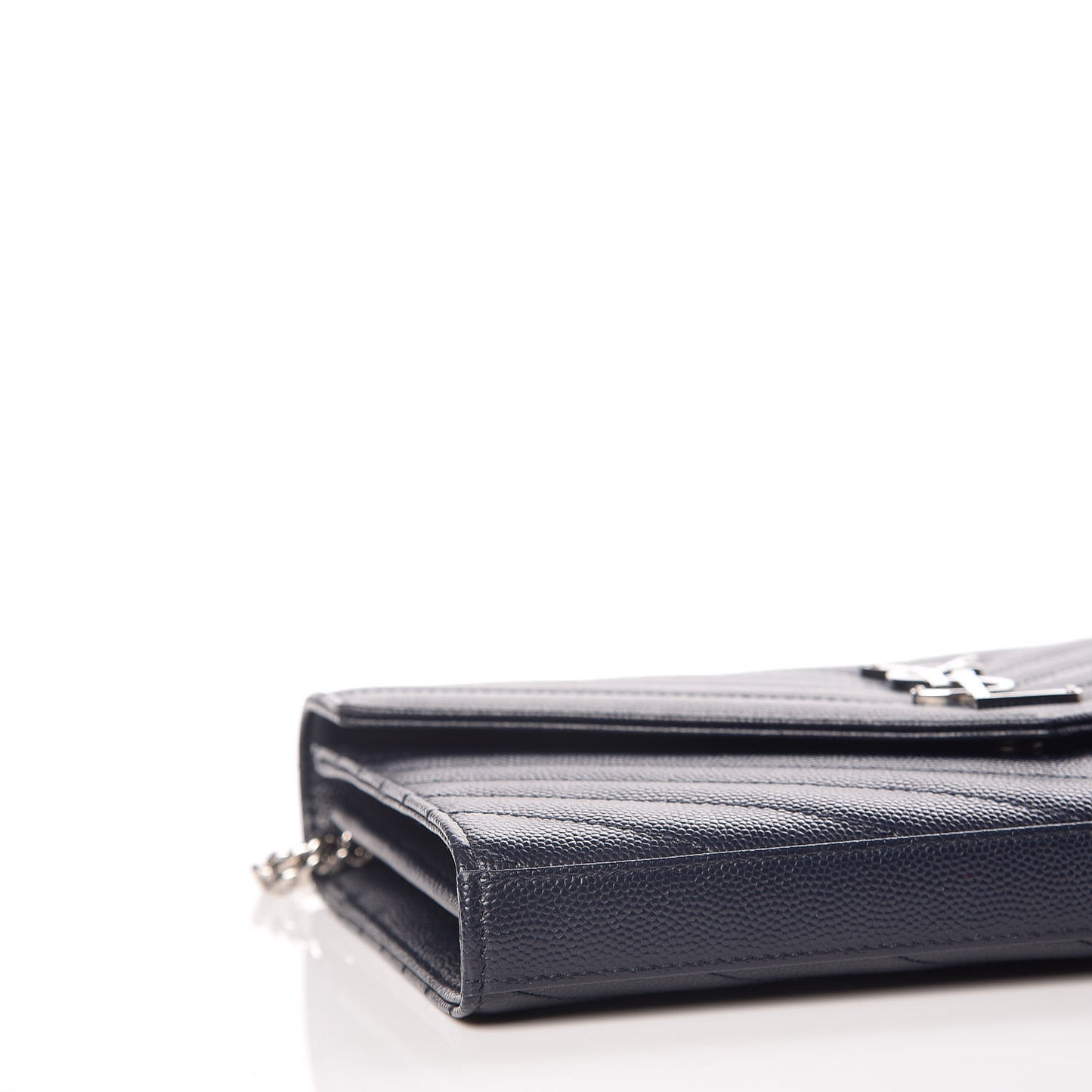 Grain De Poudre Matelasse Chevron Monogram Chain Wallet Deep Marine