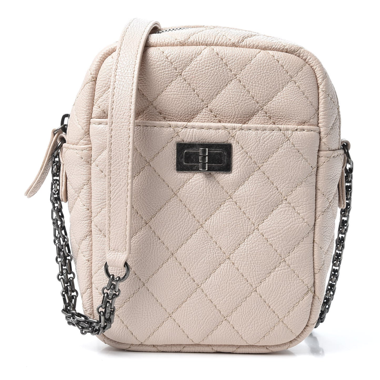 Grained Calfskin Quilted Reissue Camera Case Light Pink