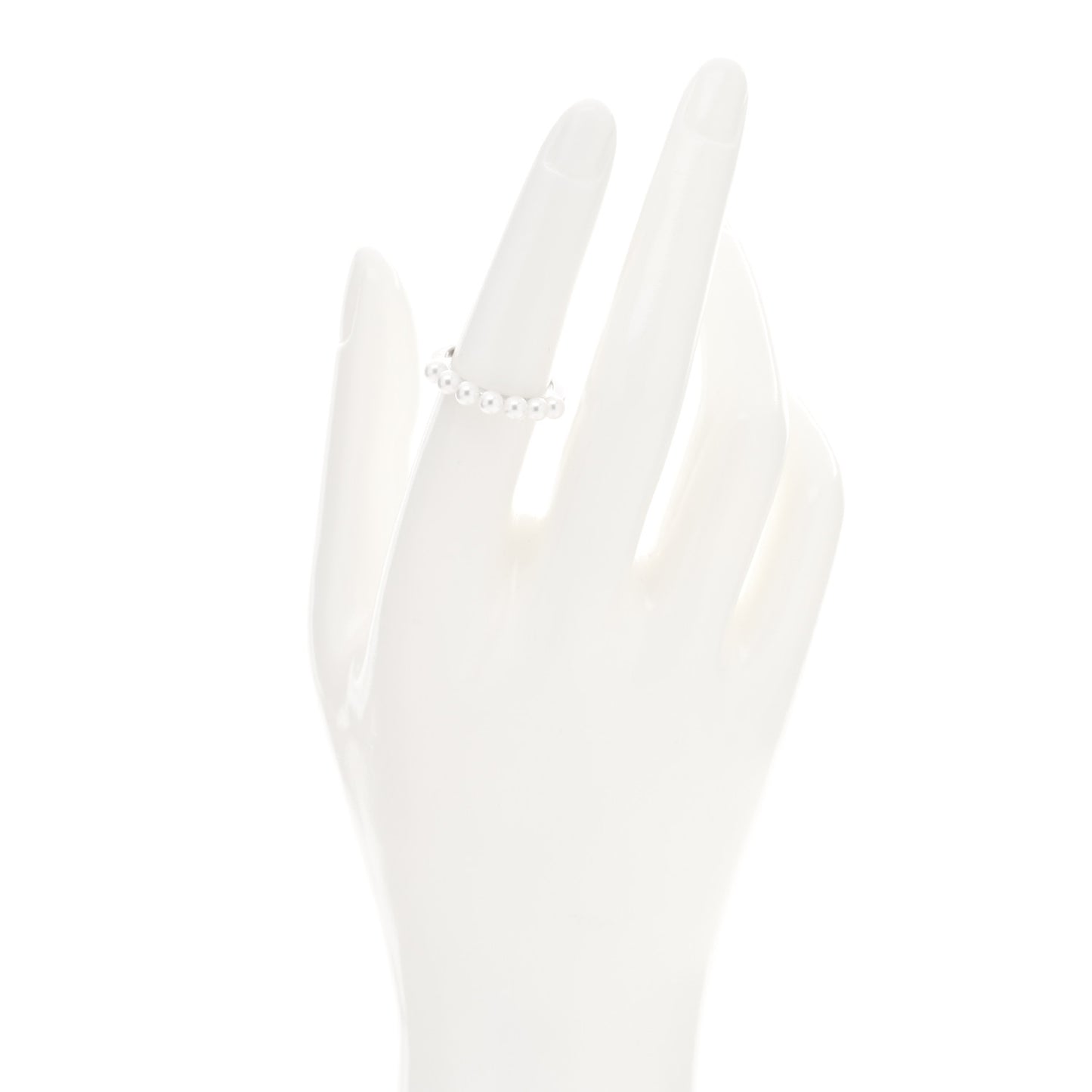 18K White Gold Akoya Pearl 3.5-4mm Stackable Ring 53 6.5
