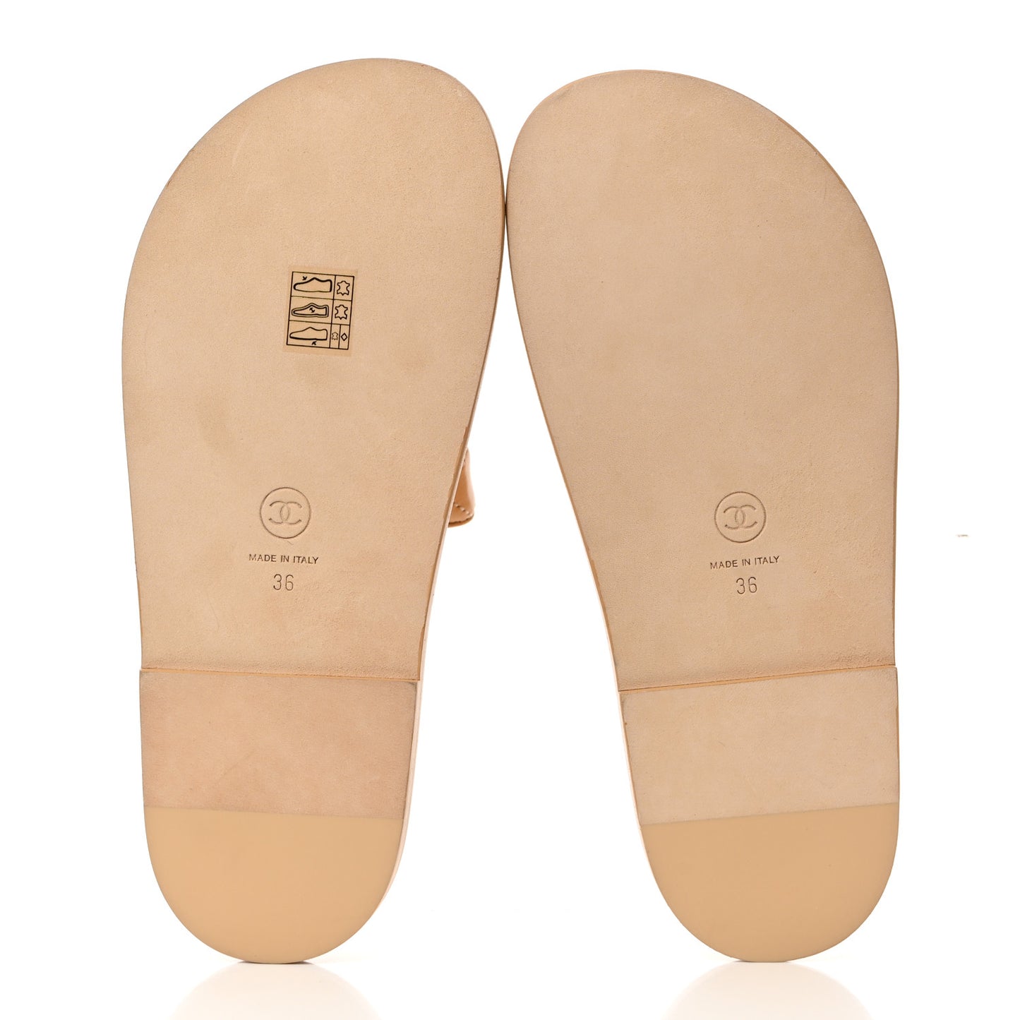 Lambskin Quilted Velcro Dad Chain CC Slide Sandals 36 Beige