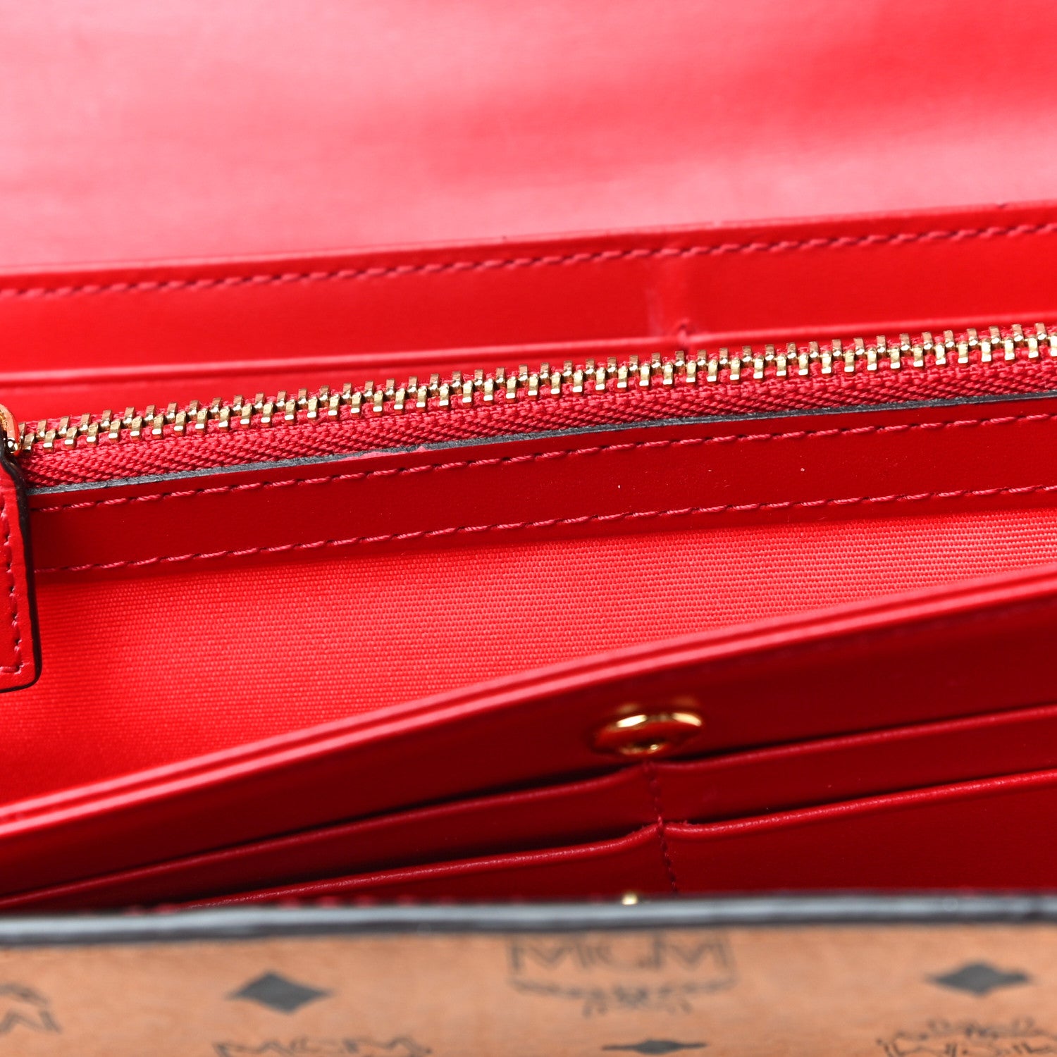 MCM Visetos Continental Flap Wallet Cognac Red 10 of 18