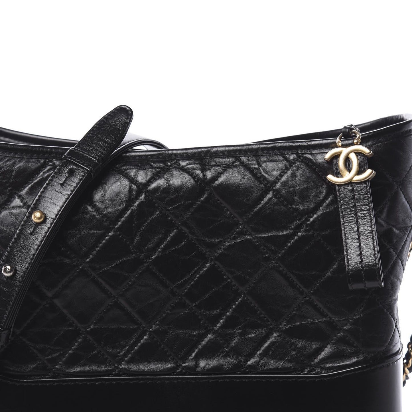 Aged Calfskin Quilted Medium Gabrielle Hobo Black