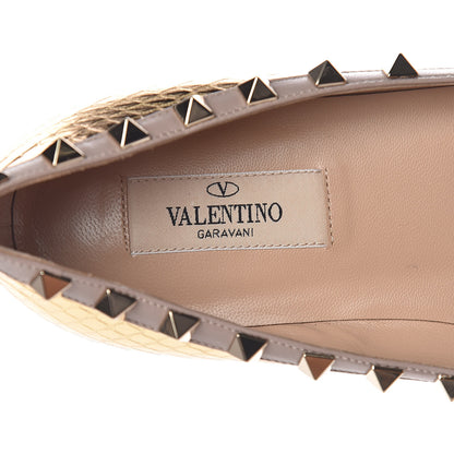 Valentino Garavani Metallic Elaphe Rockstud Ballerina Flats 37 Gold Poudre 7 of 10